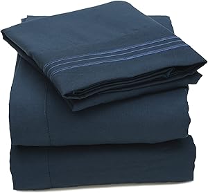 Sweet Home Collection 4 Piece 2000 12 Colors Collection Egyptian Quality Deep Pocket Bed Sheet Set, Full, Navy