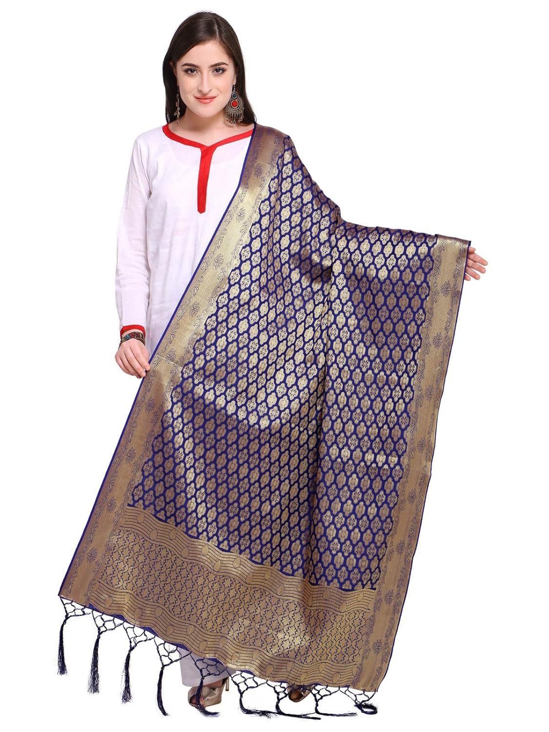 kanchnar women's poly silk woven banarasi dupatta