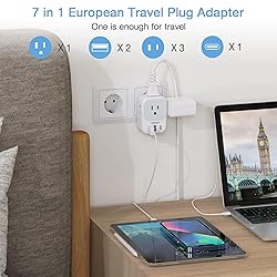 European Travel Plug Adapter USB C, TESSAN