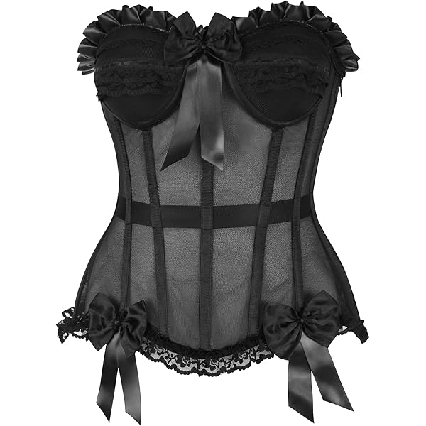 16cm Short Torso Black Lace Corsets Womens Sheer Lace Underwire