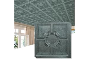 STICKGOO PVC Ceiling Tiles 24 x 24in, Antique Green Bronze Decorative Drop Ceiling Tiles,12-Pack Cover 48 Sq. Ft