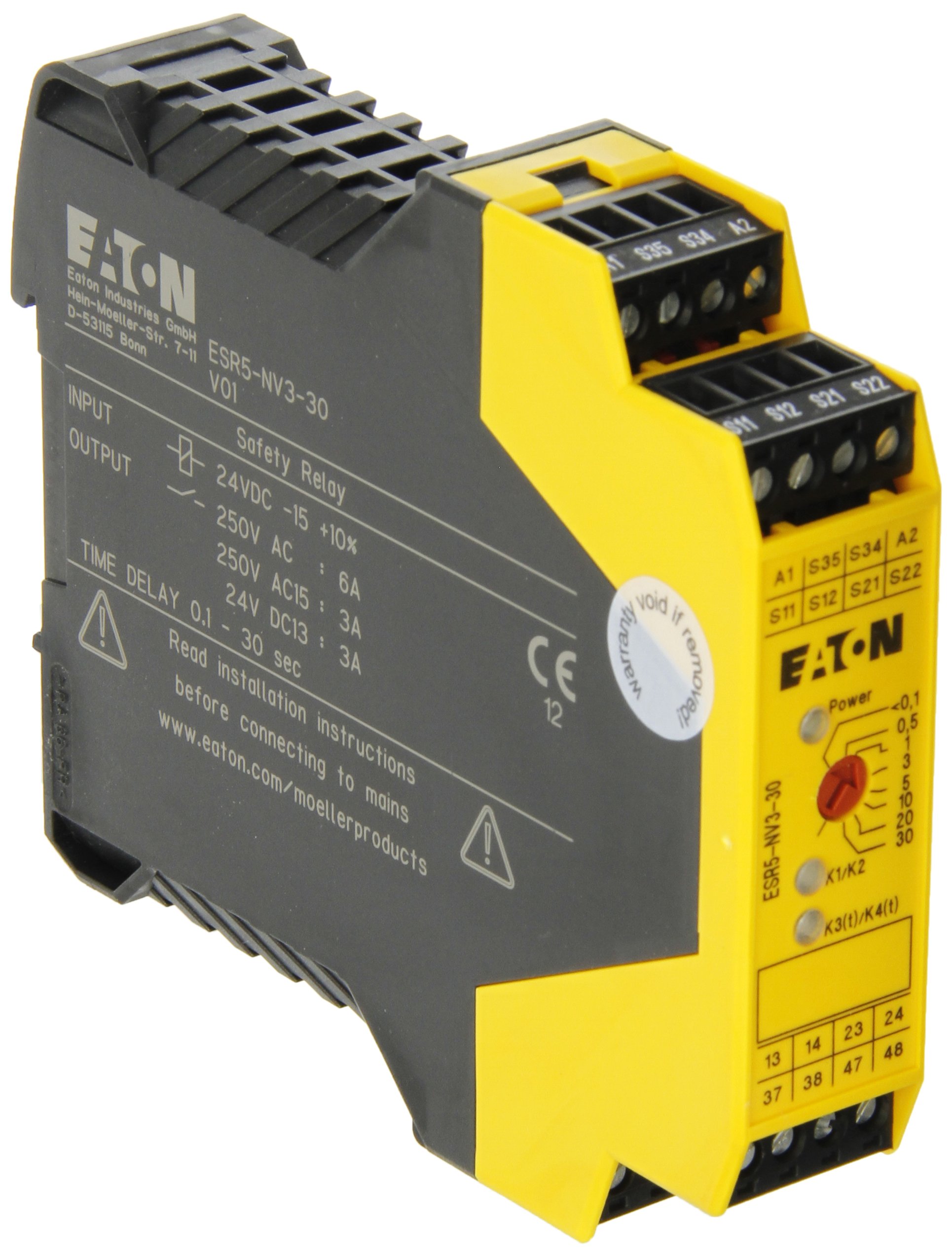 Eaton ESR5-NV3-30 Safety Relay, Dual Channel Main Unit, 2 NO Safety Output, 2 NO Delayed Safety Outp