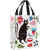 Blue Q Handy Tote Bag - Kitty Says It's Chow Time - Recycled & Reusable Sturdy Canvas Shopping Bag with Quirky Art and Handles, 95% Recycled Material, Ideal Gift and Lunch bag 10" h x 8.5" w x 4.5" d