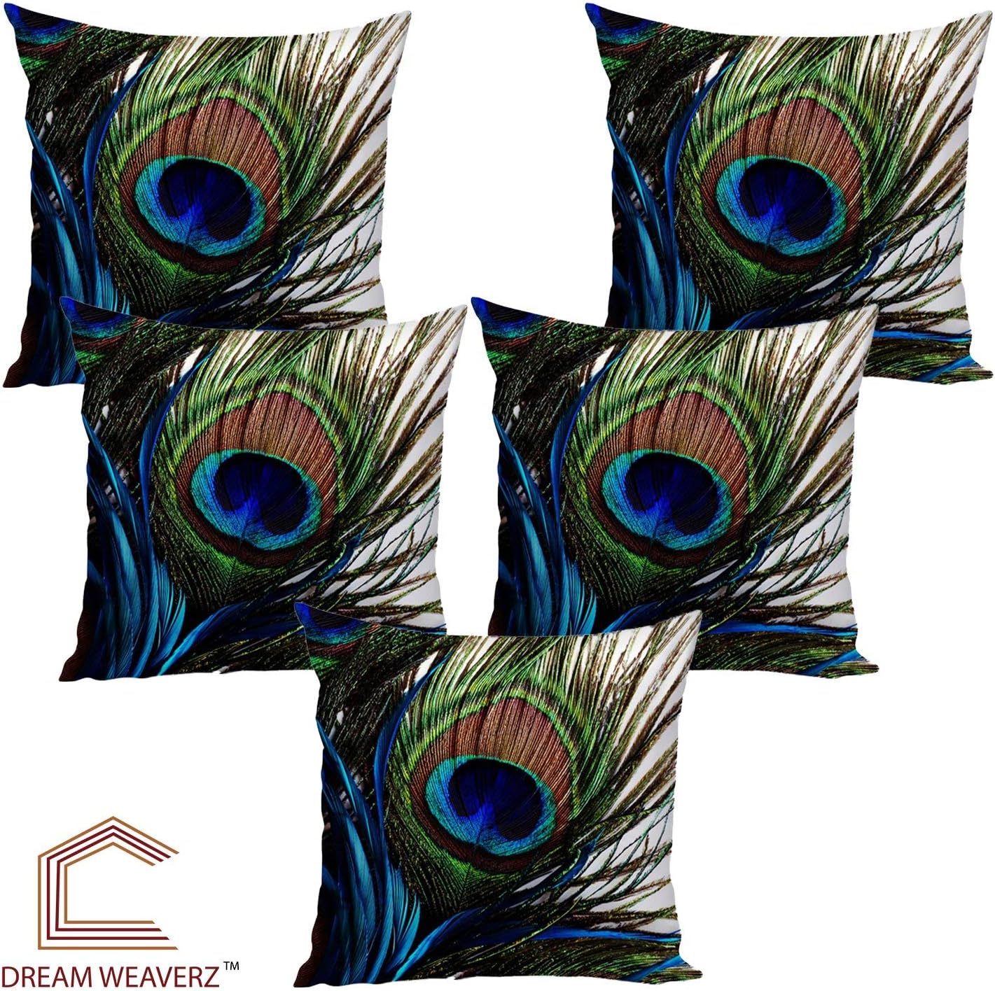 Dream Weaverz Velvet 5 Piece Cushion Cover Set - 12 X Inch, Multicolor