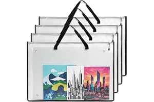 EOOUT 4pcs 24x36 Inches Art Portfolio Bags, Portfolio Folder for Artwork, Posters Storage Bag with Zipper and Handle Mesh Fol