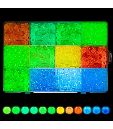 JOLLY STORE Glow In The Dark Pony Beads - 500 Pcs Neon Orange 9x6mm Craft Beads