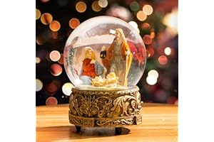 Christmas Snow Globe Glass Ideal for Friends and Family, Water Globe Musical Holy Family Polystone Water Glass Snow Globe Gli