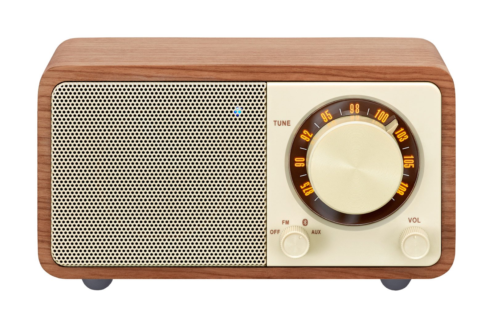 Photo 1 of Sangean WR-7WL Wood Cabinet Mini Bluetooth Speaker with FM Tuner and Aux-in Walnut/Wood