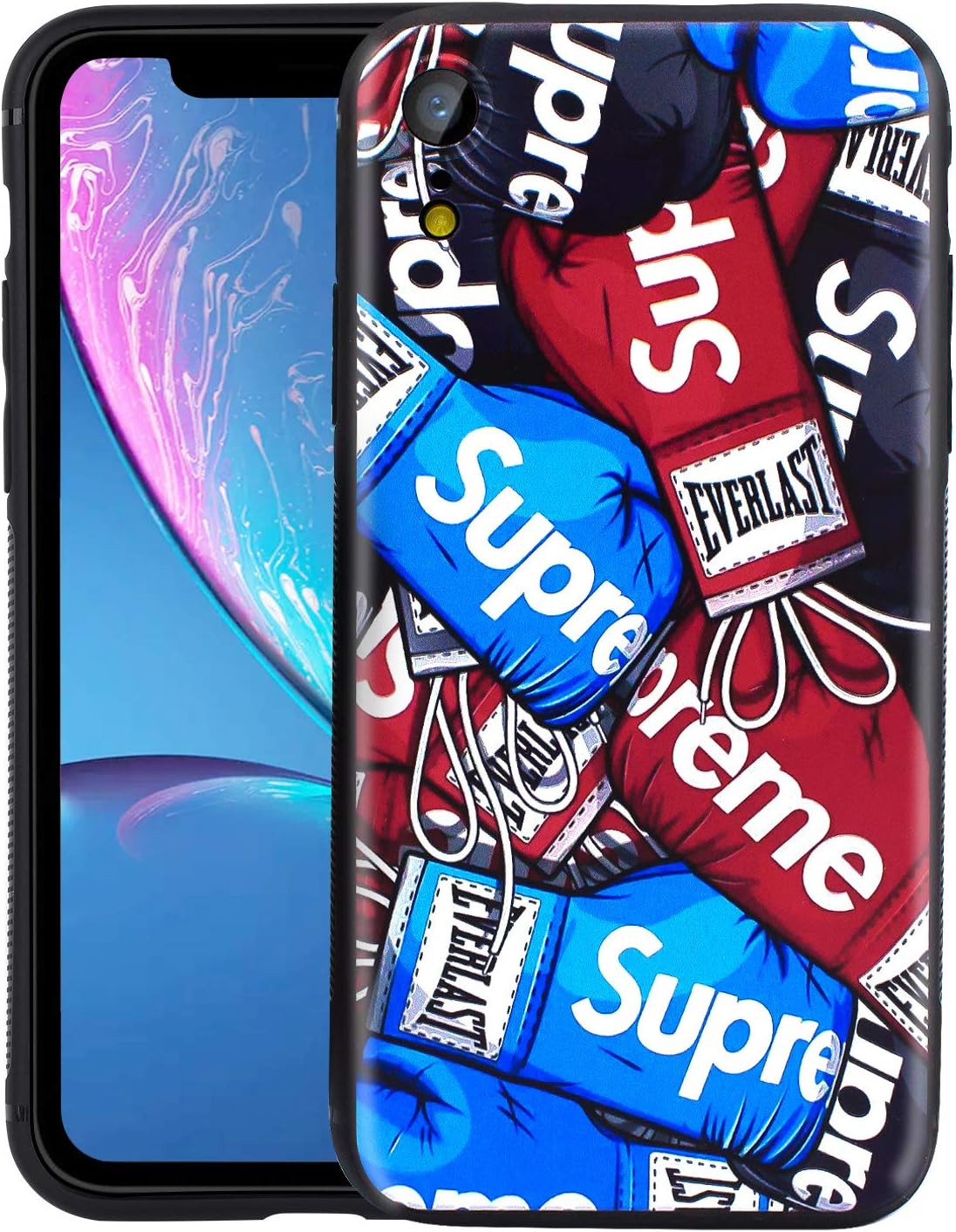 Takvet iPhone XR Case, Street Fashion Soft Case, 3D TPU Embossed Craft, Non Slip Slim, Full Protection, Cool Case Cover for iPhone XR 6.1 inch (Boxing Gloves)
