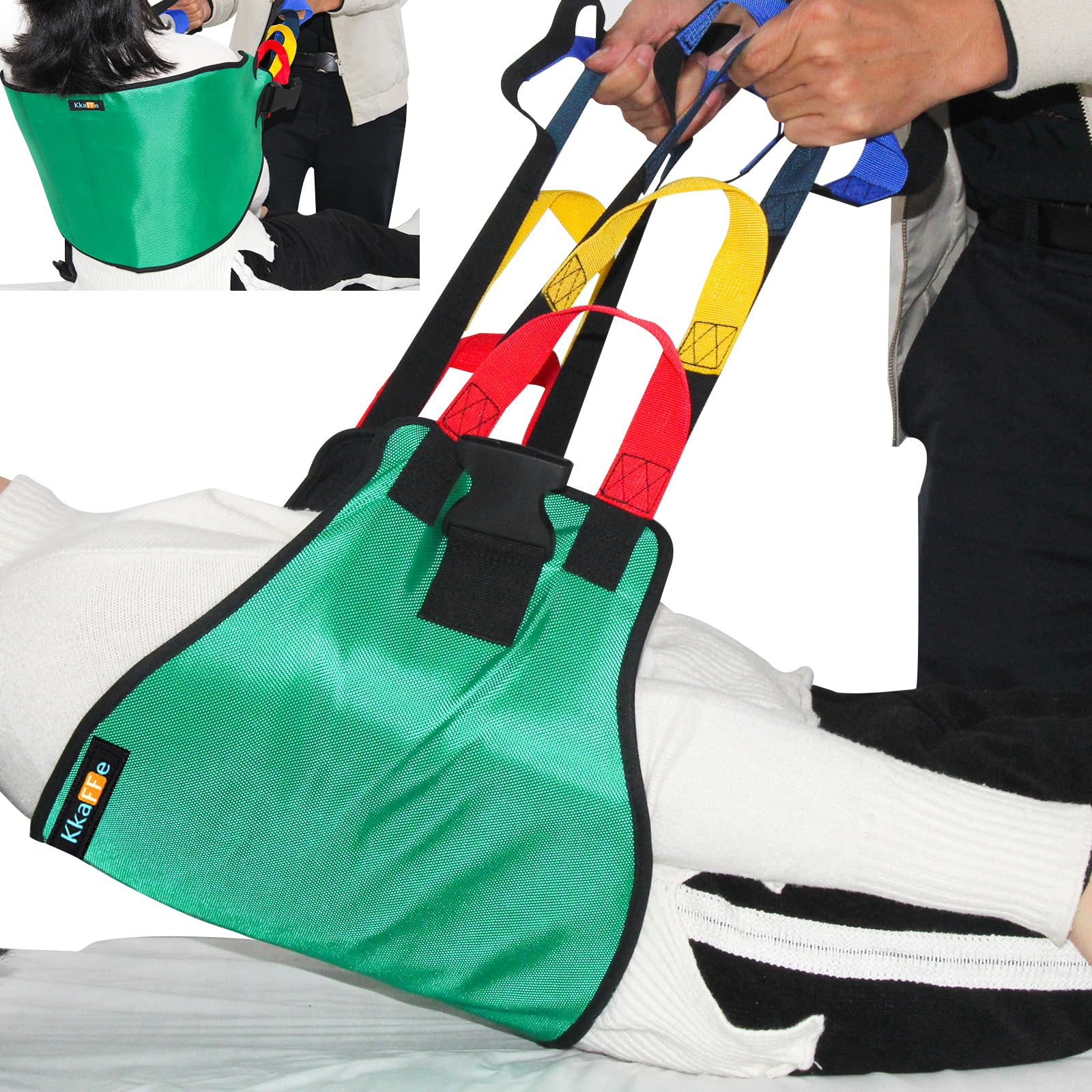 KkaFFe Transfer Sling for Nursing Patients, 61 Inches Patient Lift for Seniors, Elderly Safety Lifting Aids，Transfer Belt for Patient Care，Transfer Boards for Bedridden Patient(Green)