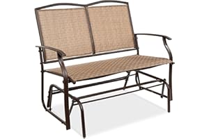 Best Choice Products 2-Person Outdoor Patio Swing Glider Steel Bench Loveseat Rocker for Deck, Porch w/Textilene Fabric, Steel Frame - Brown