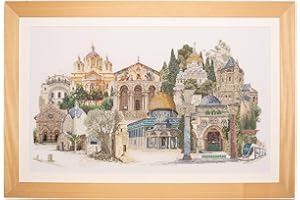 THEA GOUVERNEUR SINCE 1959 Thea Gouverneur - Counted Cross Stitch Kit - Jerusalem Israel - Aida - 18 Count - Embroidery Kit for Adults - DMC Embroidery Threads and Other Cross Stitch Supplies Included - 533A