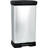 CURVER DECOBIN Waste Bin, Plastic, Silver Metallic