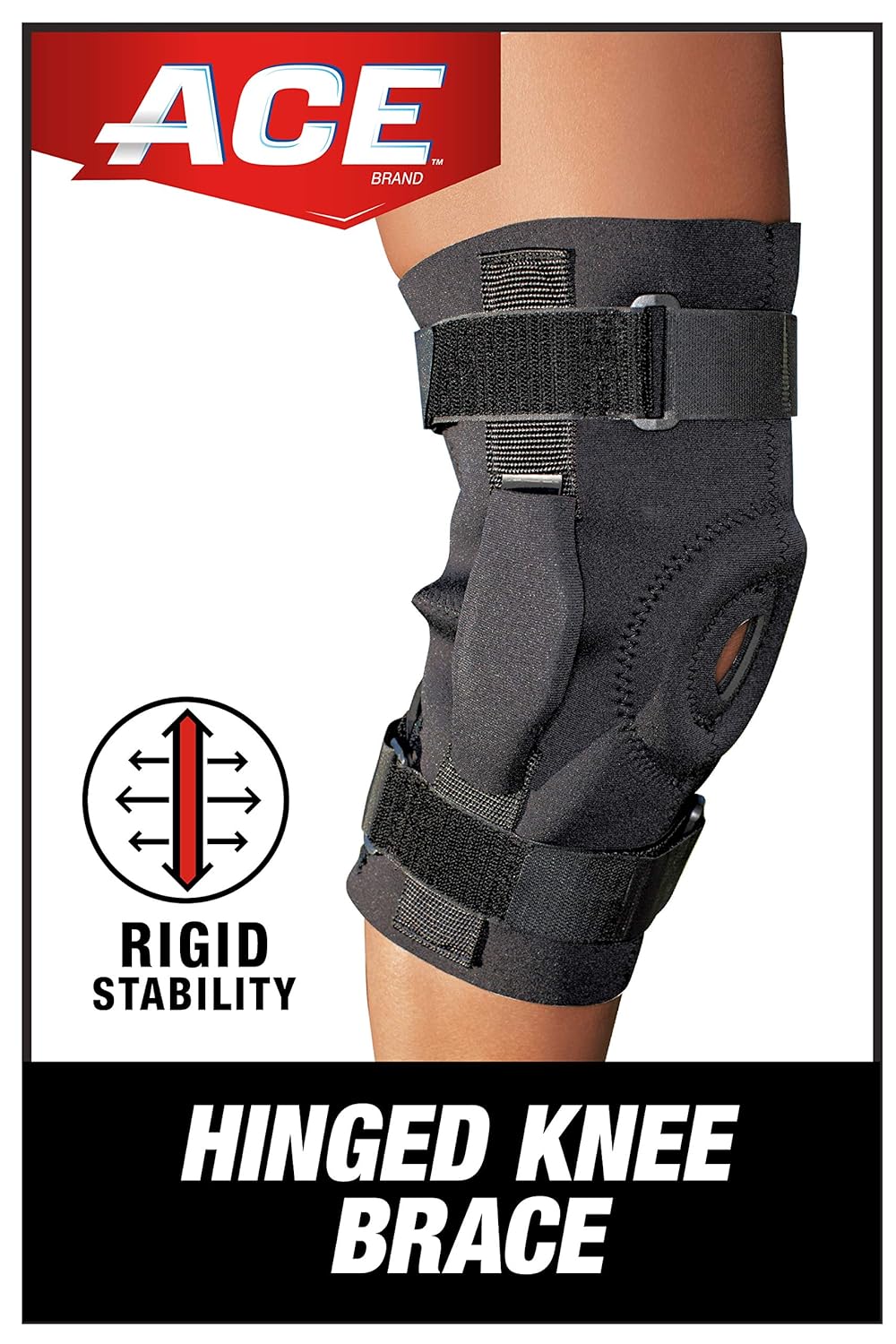 ACE Hinged Knee Brace, One Size Fits Most, Black (209600): Health & Personal Care