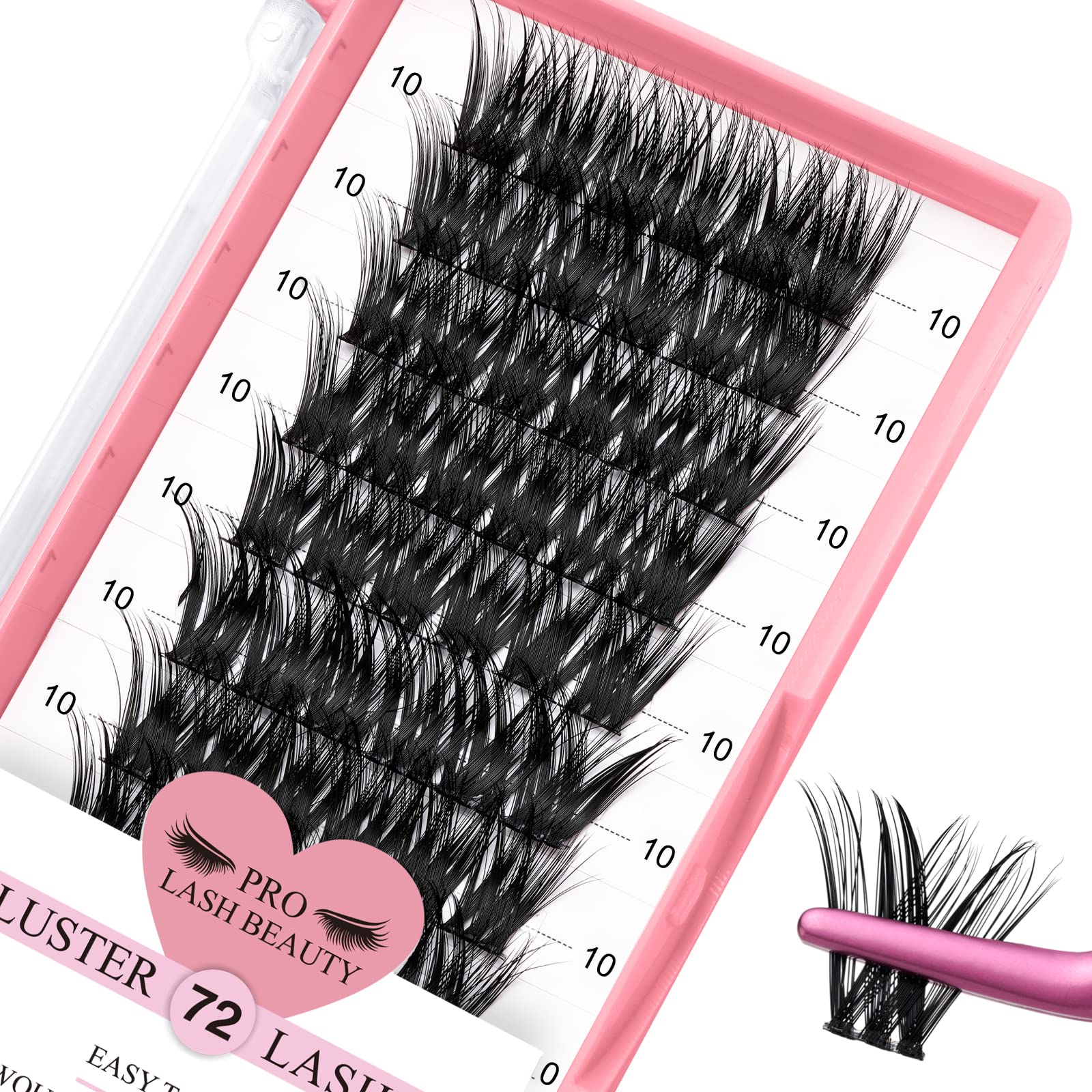 72 Pcs Lash Clusters DIY Eyelash Extension Individual Lashes D-10mm Thin Band Easy to Apply at home Lashes (Adore, D-10mm) — image 1