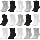 ZERULETS 15 Pairs Toddler Socks Kids Crew Mid Calf Dress Socks for Boys Girls Children 1-13 Years