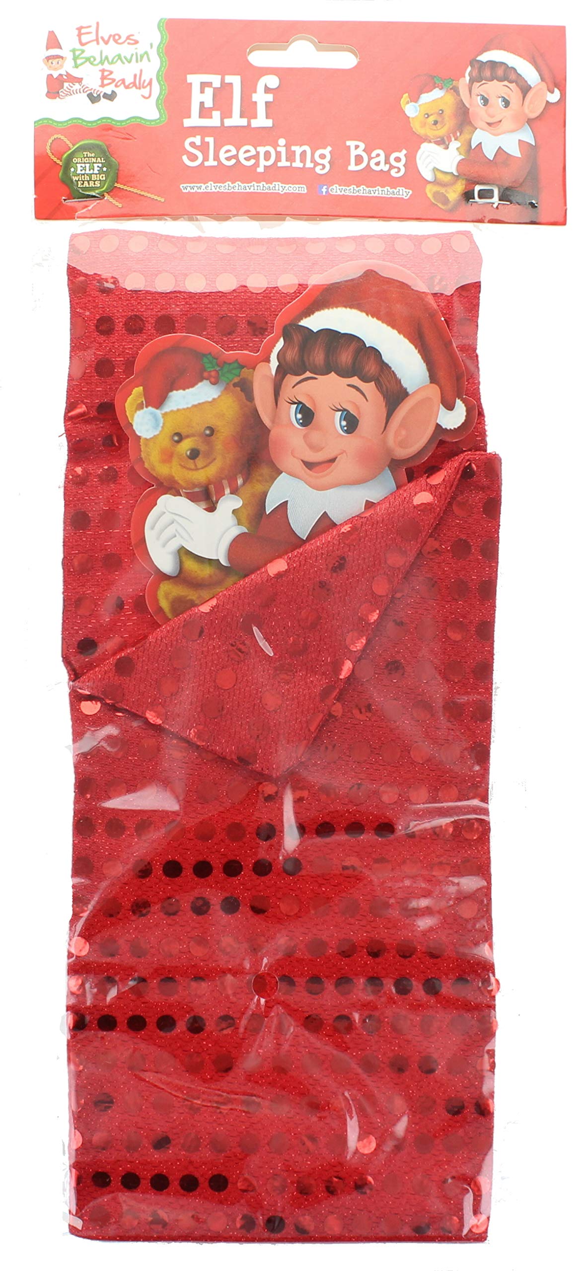 Elves Behavin' Badly Christmas Elf Sleeping Bag With Pillow Accessory (Red Sequin)