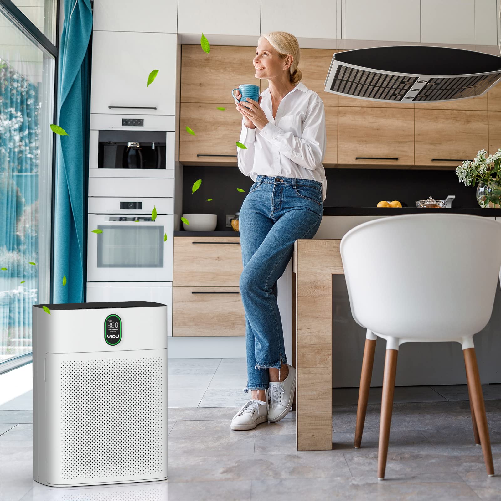 Air Purifiers for Home Large Room Up to 960 Sq Ft with Air Quality Sensors, YIOU H13 True HEPA Filter Remove 99.97% of Dust, Pet Dander, Smoke with Double-sided Air Inlet, 24dB for Bedroom, White