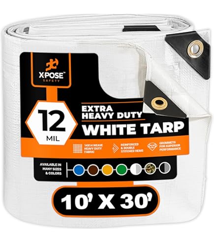 10x10 Foot Heavy Duty Black Poly Tarp - 12 Mil Thick Waterproof Cover