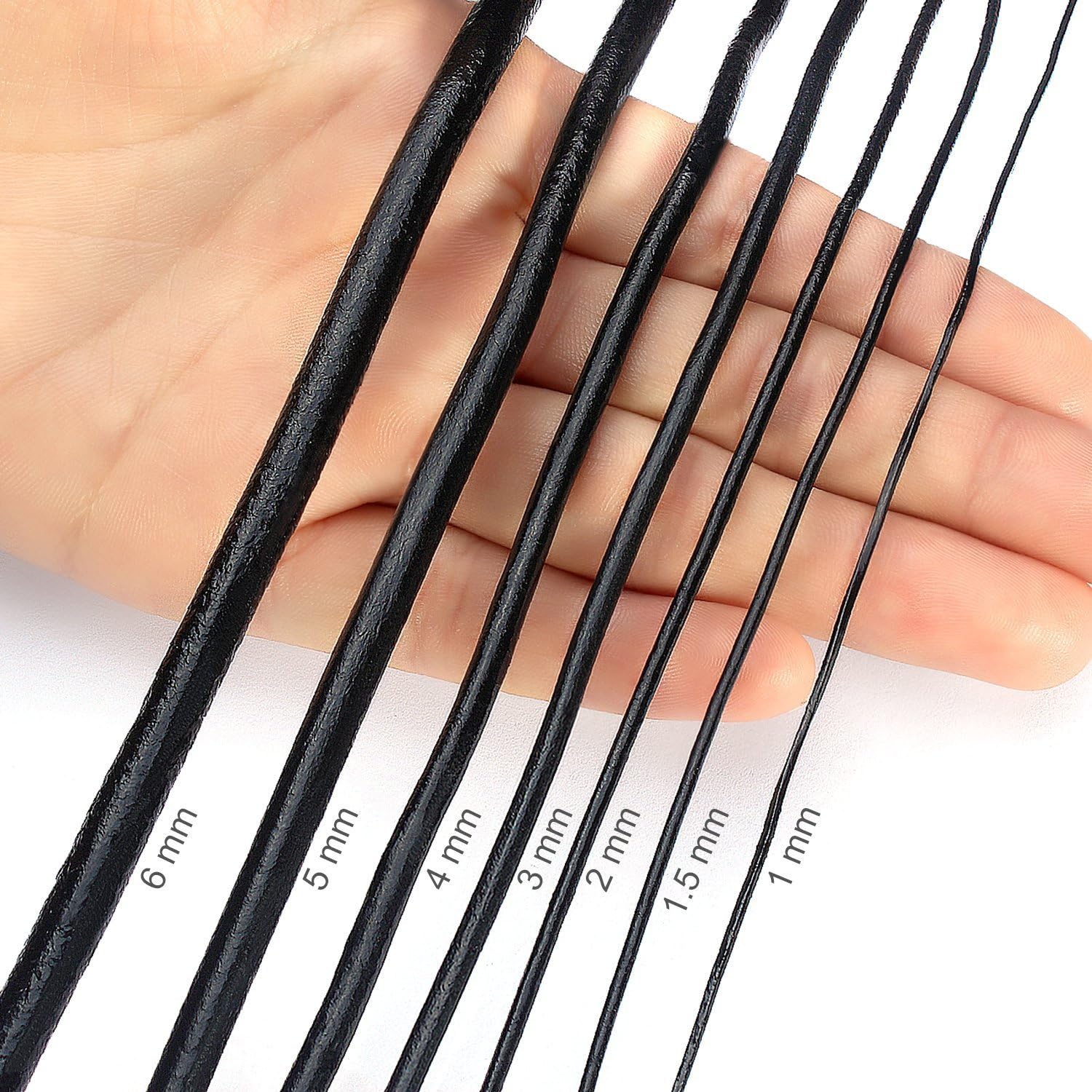 PH PandaHall 10 m Cowhide Leather Cord Round 2 mm for DIY Jewellery Making Necklace and Bracelet, Black, 2mm - Image 5