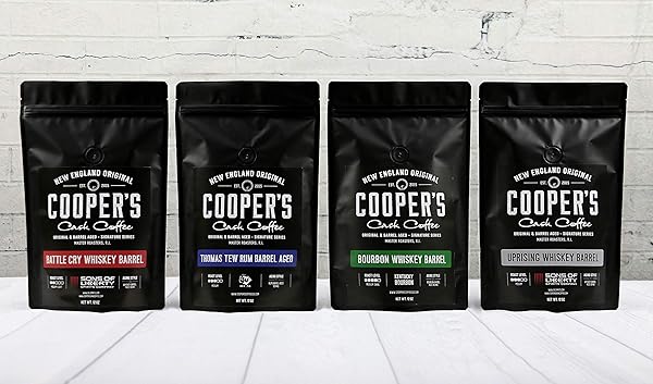 BOURBON WHISKEY BARREL AGED COFFEE BEANS, GROUND, SINGLE ORIGIN COLOMBIAN COFFEE AGED IN KENTUCKY BOURBON WHISKEY BARRELS – 12 OZ BAGS