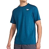 Reebok Mens Reflective Small Logo Crewneck T-Shirt, Standard Fit, Lightweight Cool Touch Jersey Fabric