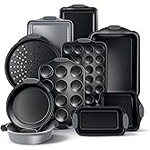 Country Kitchen Nonstick Stackable Bakeware Set - Heavy Duty, Durable, Easy Release Baking Set, Grey, 10 Pcs