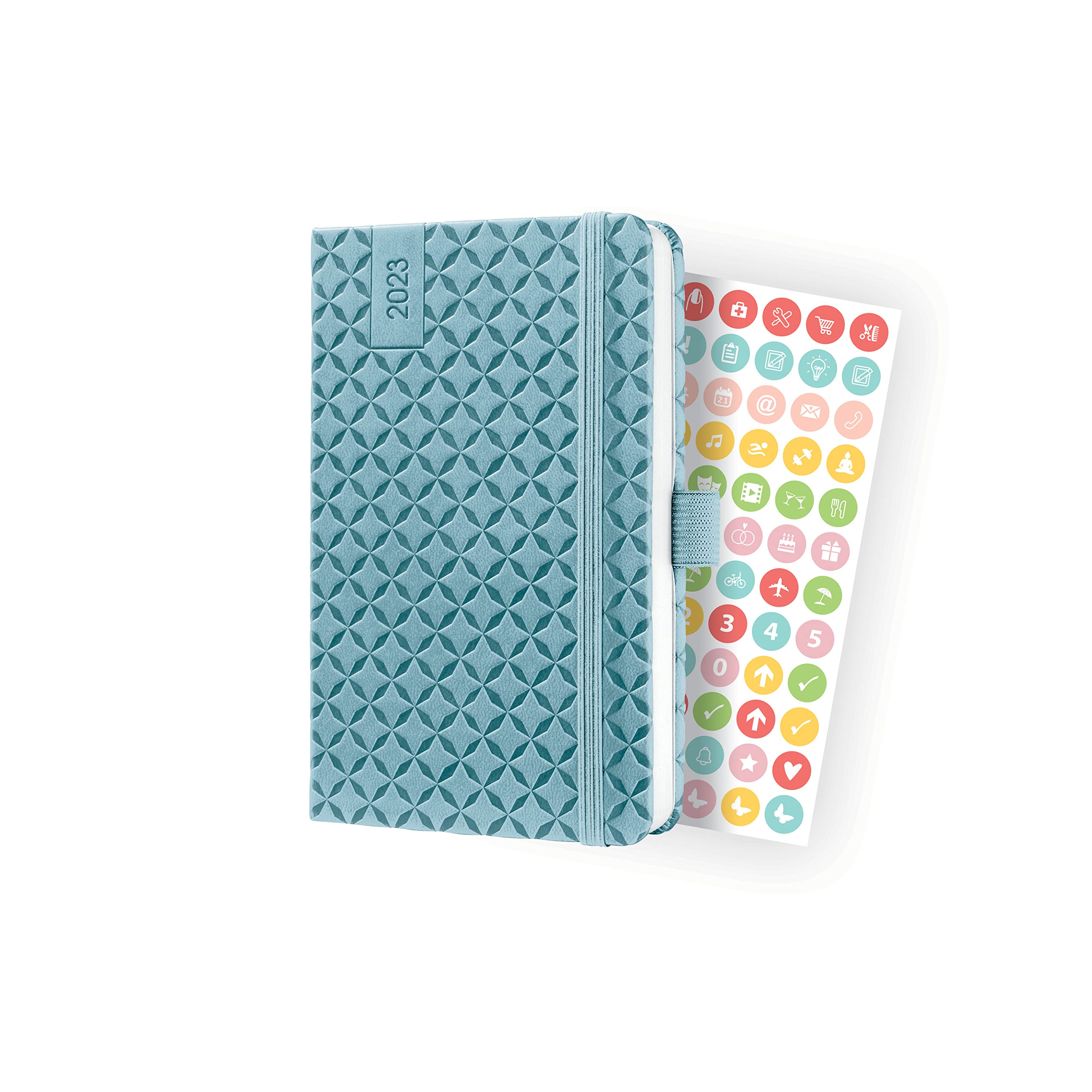 SIGEL J3112 Jolie Weekly diary 2023 - hardcover - 9,5 x 15 cm - 174 pages - light blue