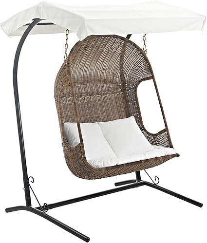 juego de silla columpio para exterior de ratan mimbre modway the endow columpio vintage marron blanco