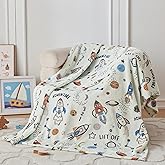 COOVA Kids Throw Blanket 50x60 Inch - Cartoon Fleece Throw, Toys for 2 3 4 5 6 7 8 9 10 11 12 Year Old Girl and boy Gifts, Soft Kids Blankets for Christmas Halloween Birthday Gifts,Spaceship Green