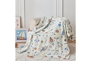 COOVA Kids Throw Blanket 50x60 Inch - Cartoon Fleece Throw, Toys for 2 3 4 5 6 7 8 9 10 11 12 Year Old Girl and boy Gifts, Soft Kids Blankets for Christmas Halloween Birthday Gifts,Spaceship Green