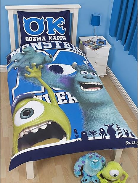Amazon Co Jp ディズニー Disney 子供用 モンスターズ ユニバーシティー リバーシブル 掛け布団 枕カバー キャラクターべディングセット イギリスシングル ブルー ホーム キッチン
