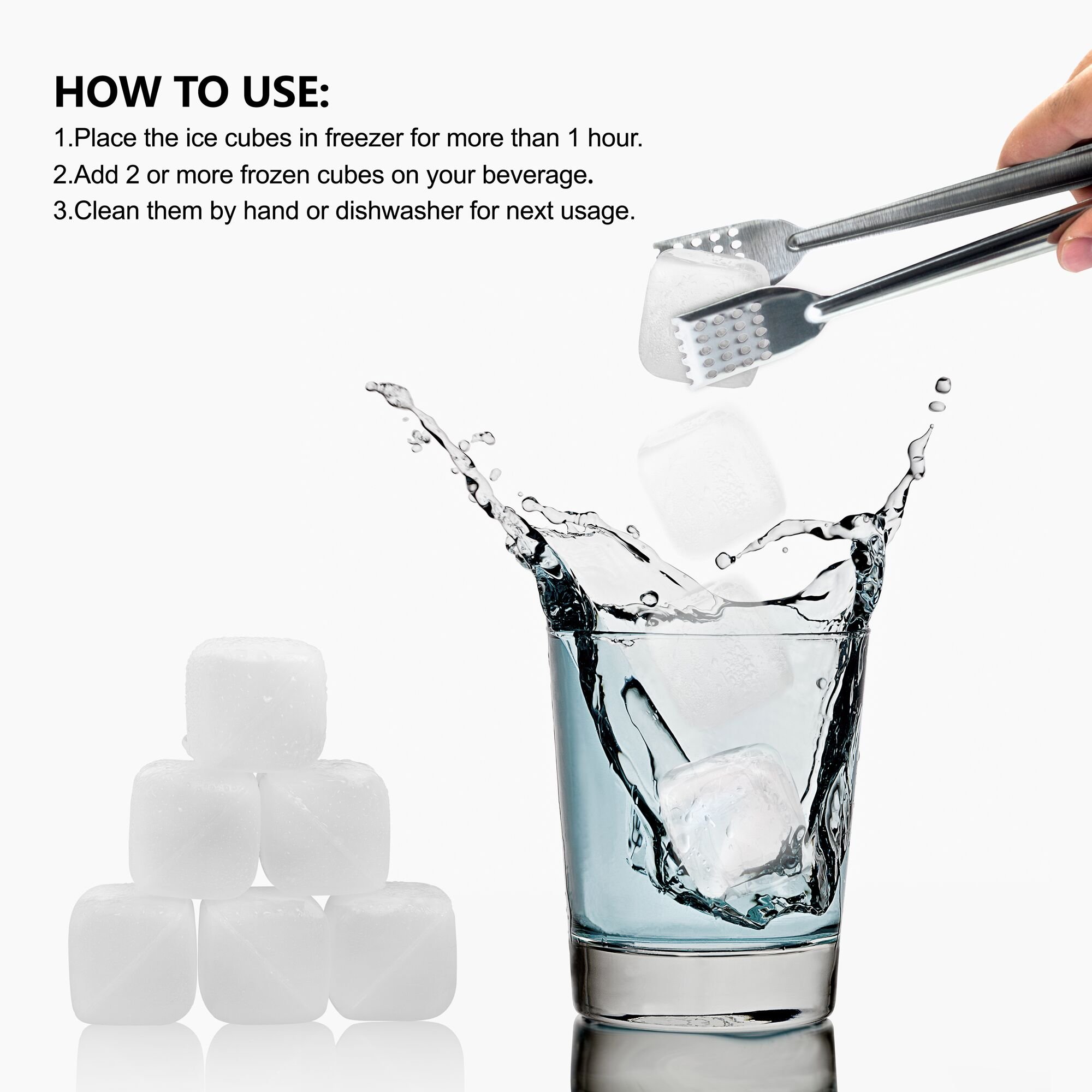 Reusable Ice Cubes [BPA Free, Dishwasher Safe] Cooking Ball Rocks for Whiskey Wine Beer and Drinks 12 PCS