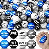 Liliful 48 Pcs Motivational Stress Balls Bulk Inspirational Squeeze Balls for Adult Fidget Toys for Anxiety Relief Valentines Day Employee Appreciation Gifts Classroom Reward 2.2 Inch (Black and Blue)