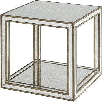 Amazon Com My Swanky Home Dazzling Open Cube Mirrored Accent Table Square Side End Furniture Retro Gold Furniture Decor