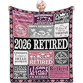LONQELI Retirement Gifts Blanket for Women 2026, Happy Retirement Gift for Teacher Nurse Coworker, Funny Retired Present Throw 50"x60" for Retirees