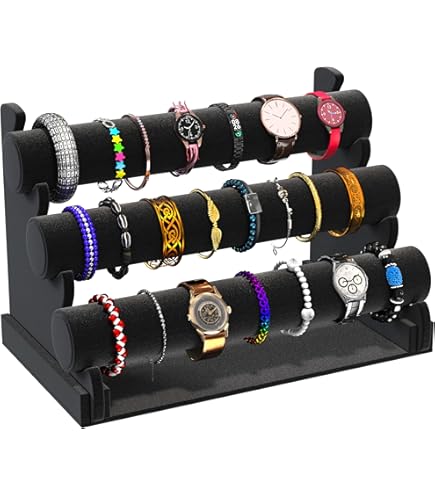 ChezMax Espositore Per Gioielli A 5 Ripiani In Legno - Porta Bracciali, Collane E Orologi