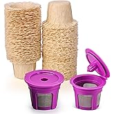 Irmidi 100 Count Natural Disposable Paper Coffee Filters with 2 Reusable K Cups Compatible with Keurig Brewers Single Serve 1.0 and 2.0