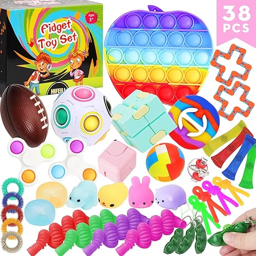 38Pcs Fidget Toys, Fidget PopIts Pack Popper Mini Bulk Toy Set for