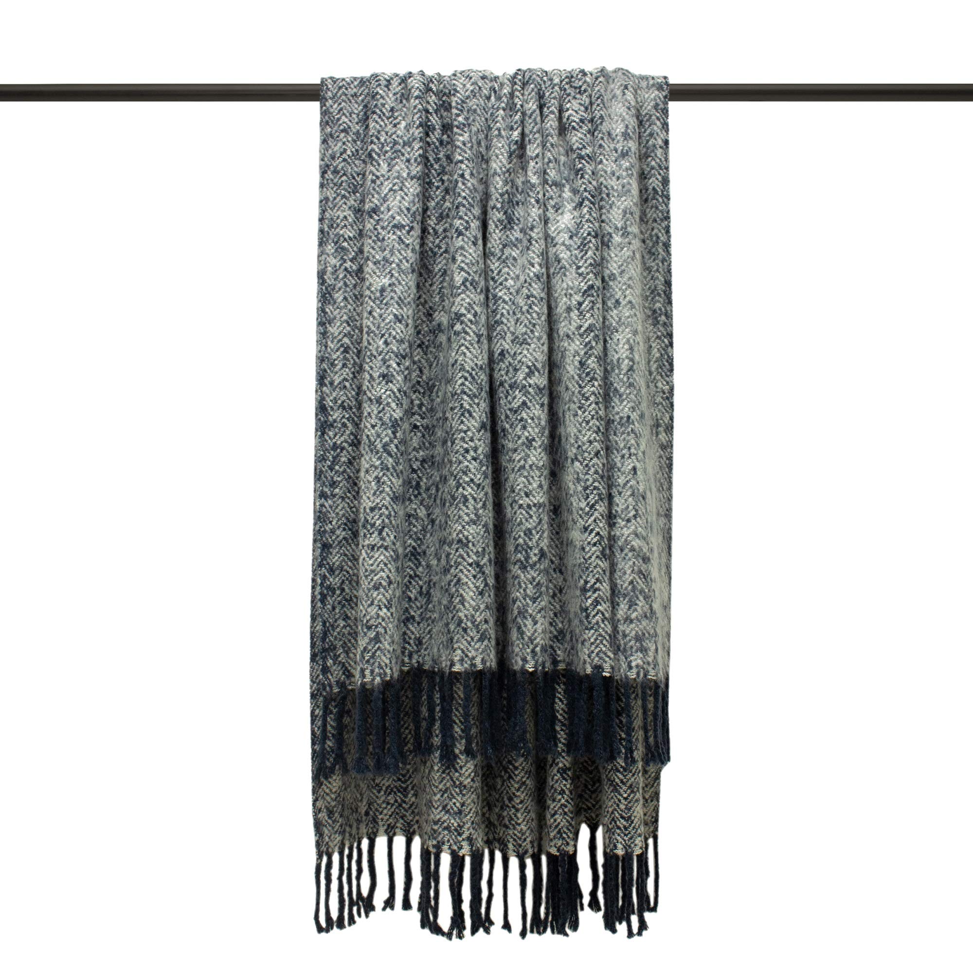 Furn Weaver Herringbone Throw-Acrylic-Navy-130cm x 180cm, Acrylic, Navy, 130cm x 180cm (51" x 71" inches)