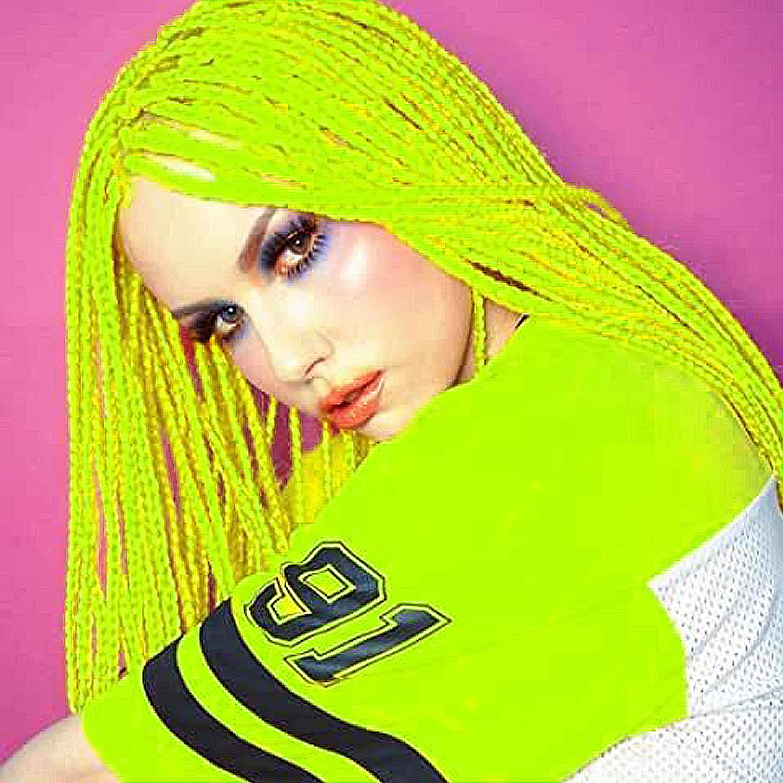 Green Micro Braided Lace Front Wigs for Women Fluorescent Green Braid Wig Long Synthetic Hair Wig Frontal Lace Neon Hair Wig Glueless Heat Resistant Fiber Hair for Cosplay Party Use 28inches