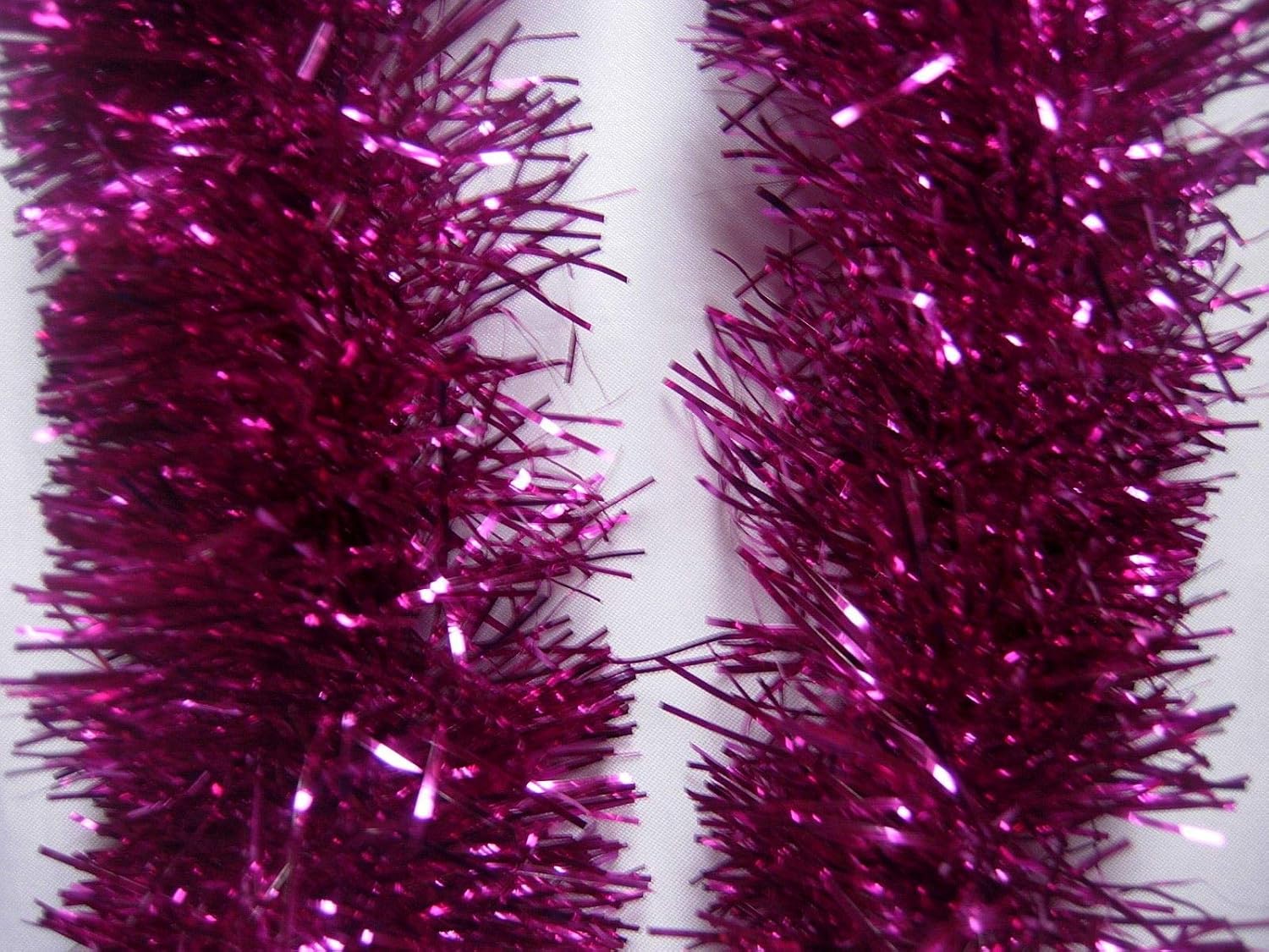 1.8m/6Ft Deluxe Thick Chunky Wide Hot Pink Shiny Tinsel Garland Christmas Tree Decorations - Image 3