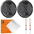 K&F Concept 72mm Front Lens Cap Cover Kit, 5-in-1 Center Pinch Lens Cover + Anti-Loss Keeper + Microfiber Cleaning Cloth Compatible with Canon, Nikon, Sony, Fujifilm Camera Lenses with 72mm Thread