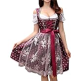Clearlove Oktoberfest Costumes Women Dirndl Dresses 3 Pcs German Bavarian Costume Beer Carnival Outfits Wine Red Burgundy