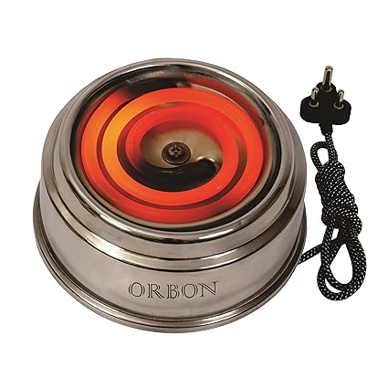 ORBON 500 Watt Junior Steel G Coil Stove Hot Plate Induction Cooktop (Silver Steel)