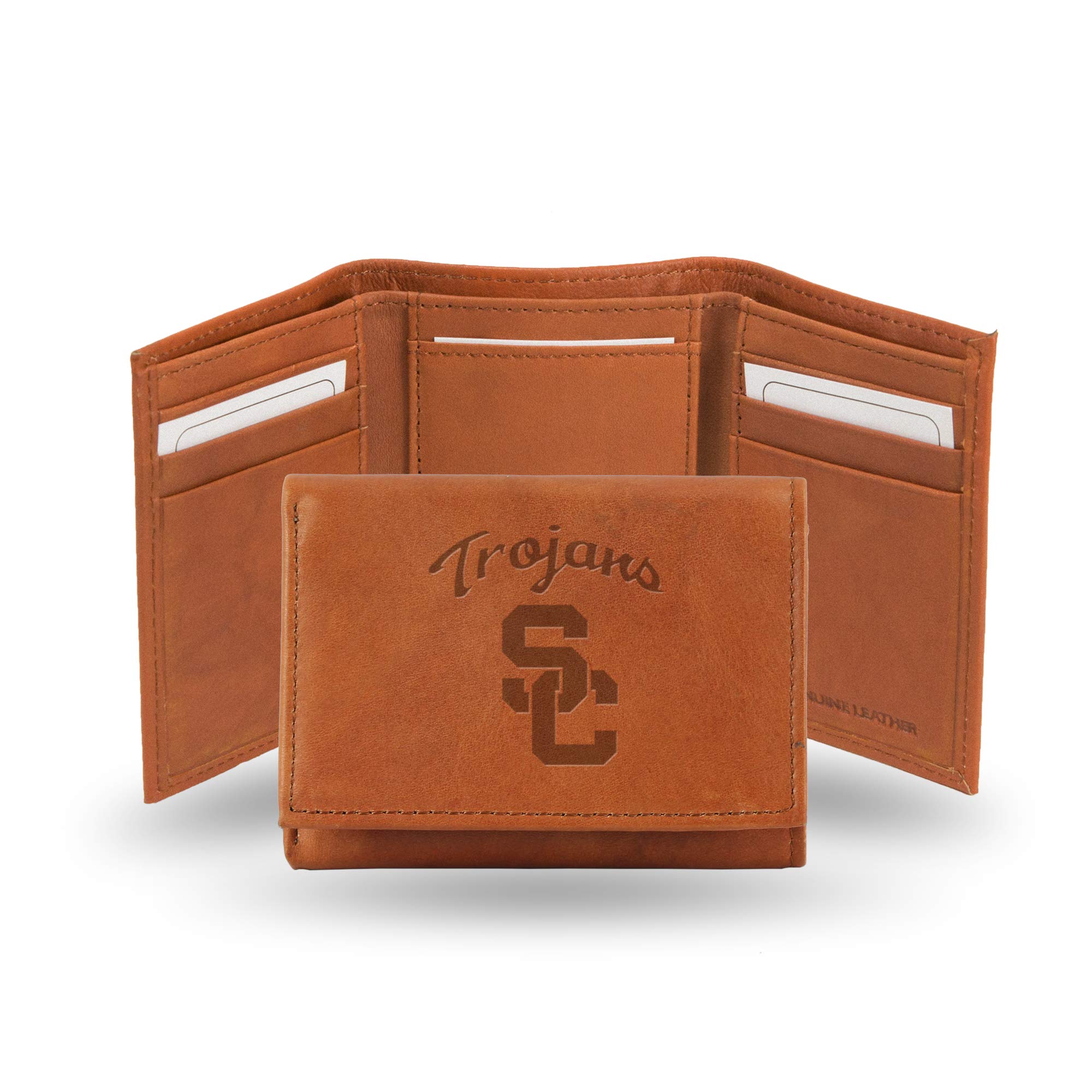 Rico Industries NCAA Embossed Leather Trifold Wallet, USC Trojans Team Color, 3.25 x 4.25 inches