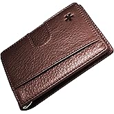 Swear Brands Full Grain Leather Wallet with RFID Blocking & Money Clip - Minimalist Bifold Wallet Holds 12 Cards - Easy Access Pull Tab - Ethically Sourced (Walnut)
