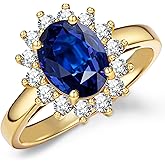 GONA 1/1.8/4/5.5CT Lab Grown Royal Blue Sapphire Ring for Women – Princess Diana Inspired & Classic Oval Styles, Tarnish-Resistant Silver, GRC Certified, Engagement, Anniversary & Gift Jewelry