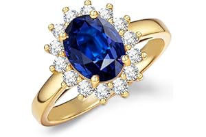 GONA 1-4.0CT Lab Grown Blue Sapphire Ring GRC Certificate Princess Diana Kate Anniversary Engagement Wedding Promise Tarnish-Resistant Silver Rings Woman Moissanite Diamond Royal Blue Festivals