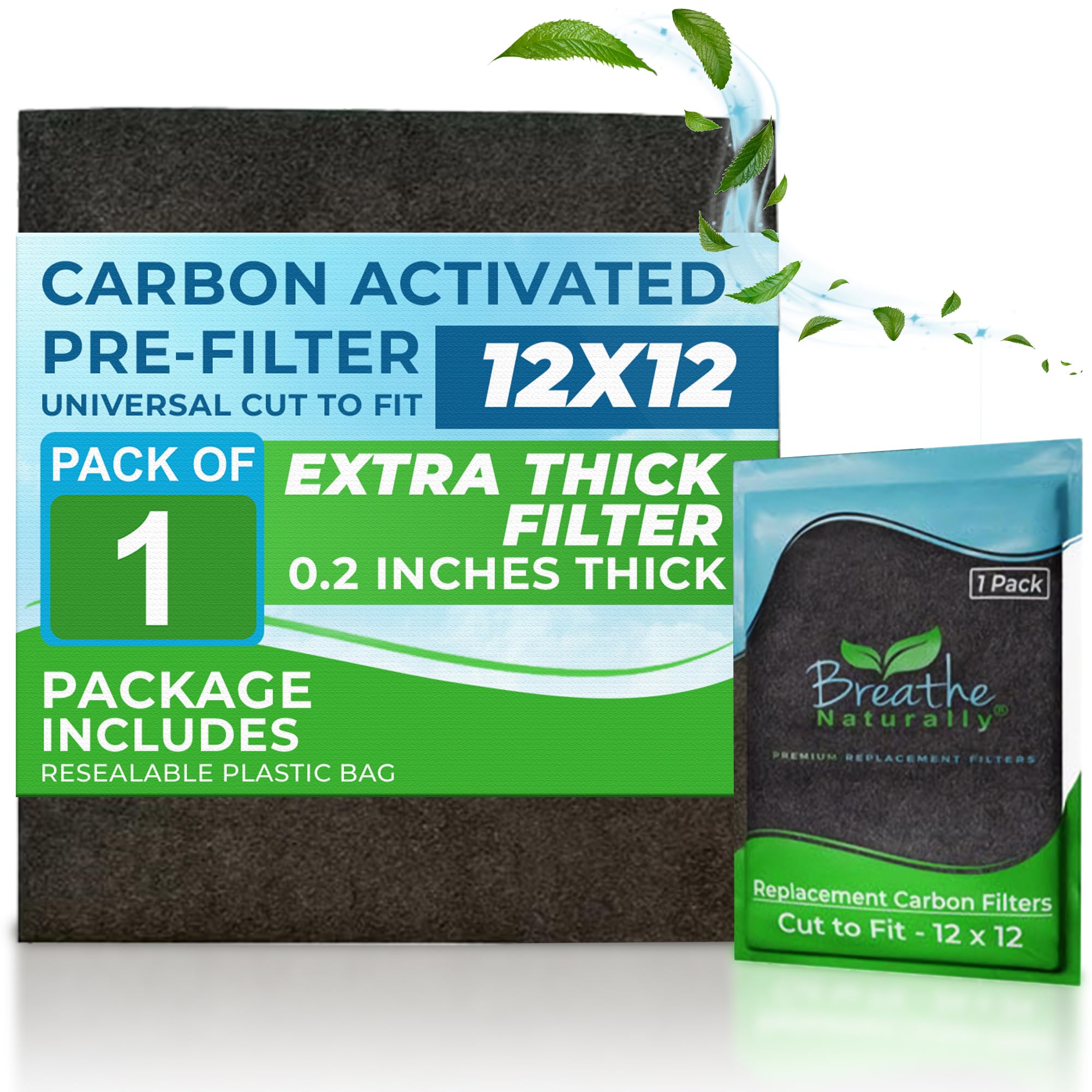 Photo 1 of Breathe Naturally Universal Cut To Fit Carbon Activated Air Filter - Replacement Charcoal Filters - Pre Filter Carbon Sheet for Air Purifier, Vent Filters & More - Made in USA (Pack of 1, 12x12)